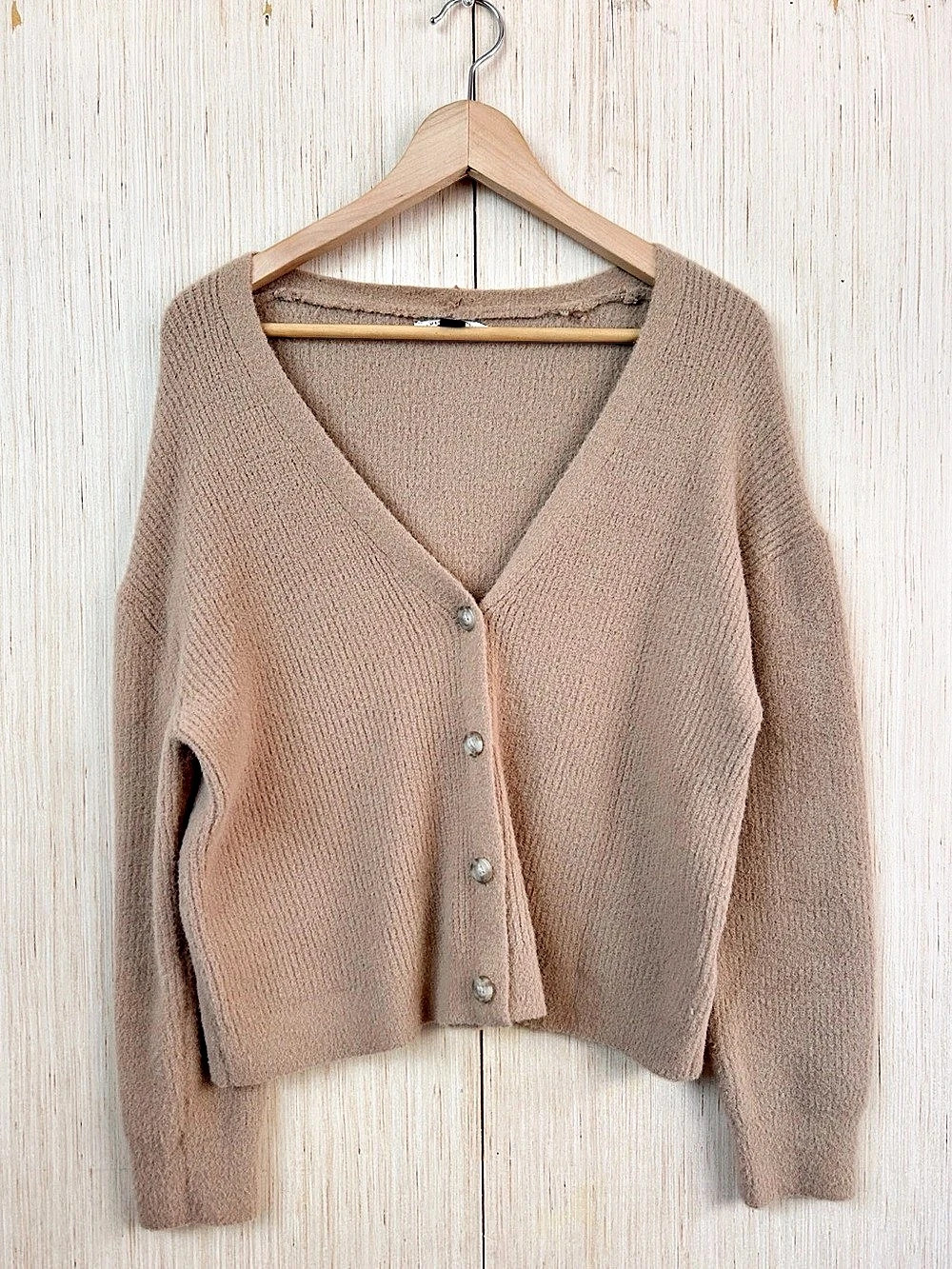 American Eagle Women's Button Front Cardigan in Tan